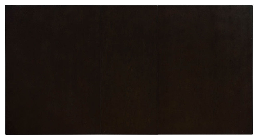 Benzara Wooden Rectangular Dining Table With 18" Leaf, Dark Walnut Brown
