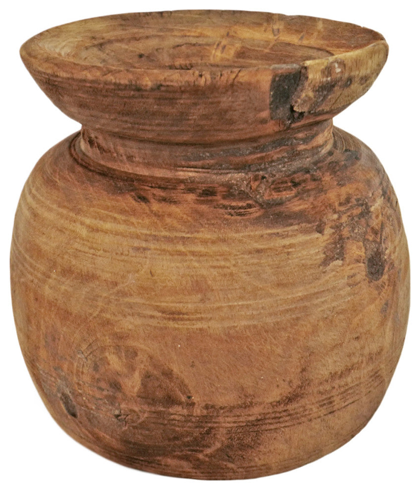 Consigned Old India Wood Pot 7