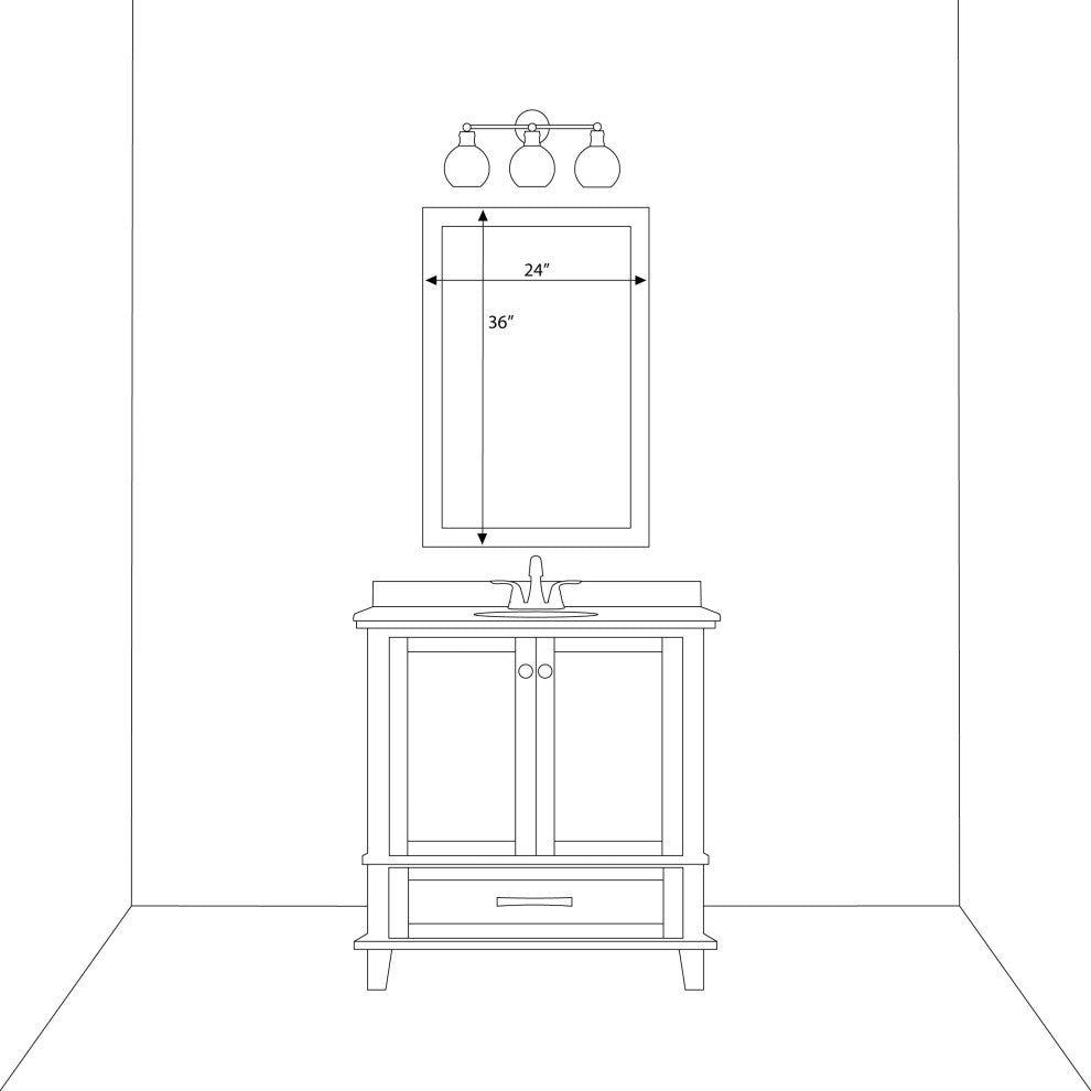 Woodford Framed Wall Mirror, Nickel, 36" X 24"