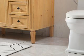 Home Living Vanity with Carrara White Marble Countertop, Natural Wood, 60", Single Sink