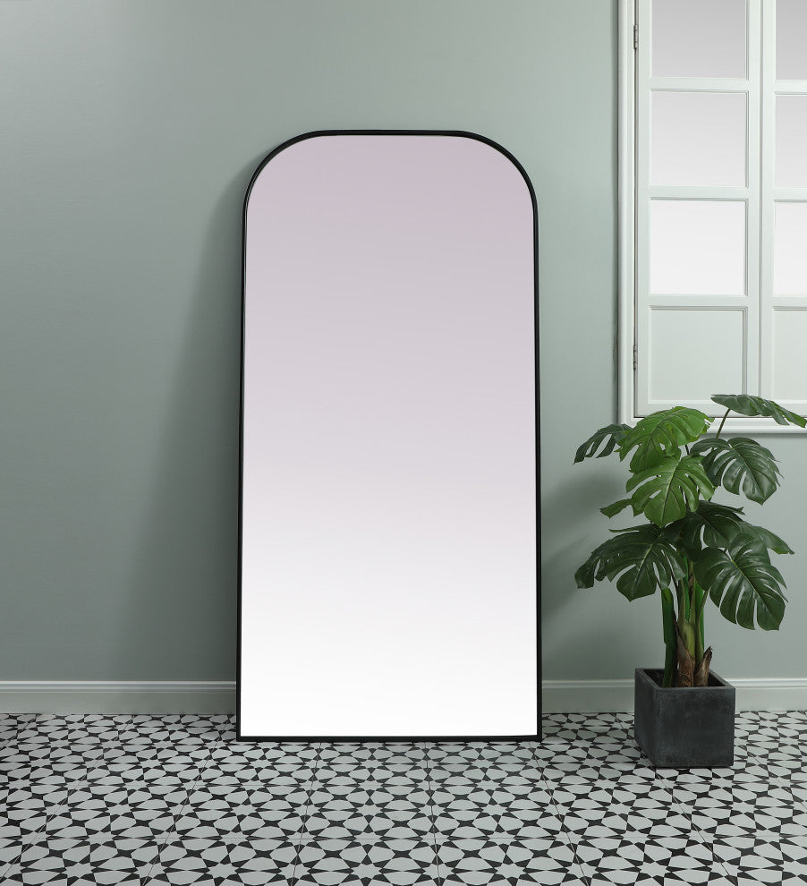 Metal Frame Arch Full Length Mirror 35X72 Inch, Black