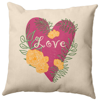 Love And Roses Decorative Throw Pillow, Pink, 26"x 26"