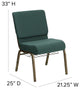 21''W Chair in Hunter Green Dot Patterned Fabric with Book Rack