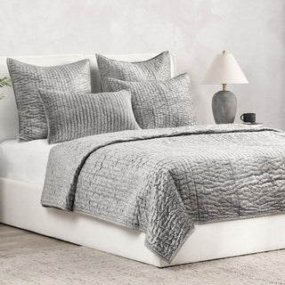 Dimitry Velvet Quilt by Kosas Home, Gray, Queen