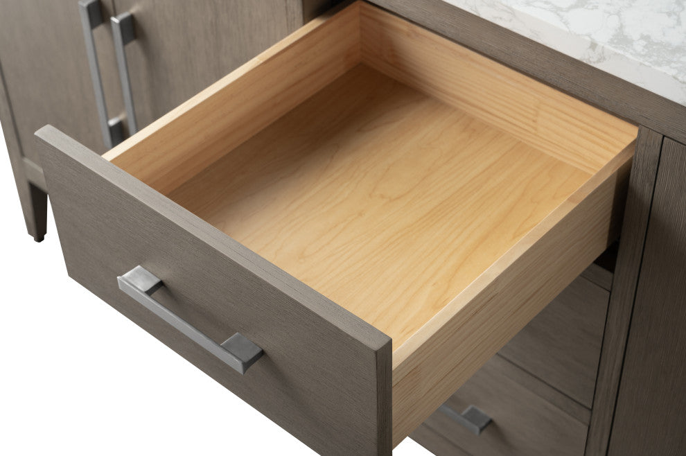 Vanity Art Bathroom Vanity With Sink, Driftwood Gray, 72", Double Sink, Brushed Nickel