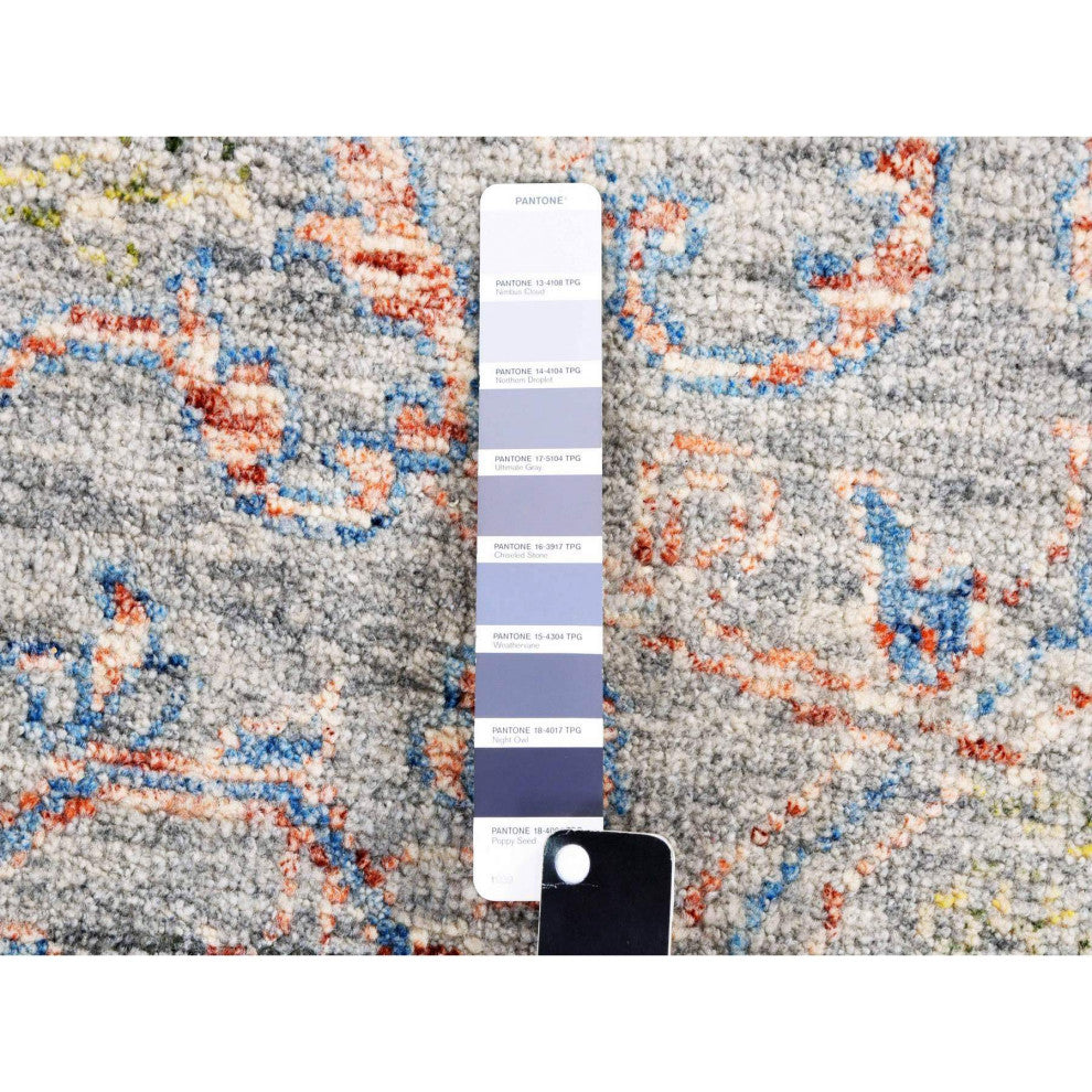 Gray Goose Oushak influence With Salt and Pepper Motif 100% Wool Rug 9'1"x12'1"