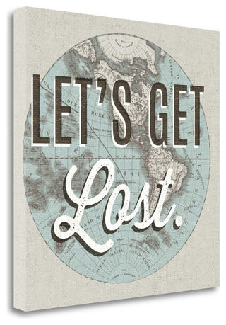 "French World Map Inspiration Lets Get Lost" By Wild Apple, Gallery Wrap Canvas