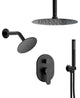 Dual Heads 10" & 6" Rainfall Shower Facuet With Handheld Shower, Matte Black
