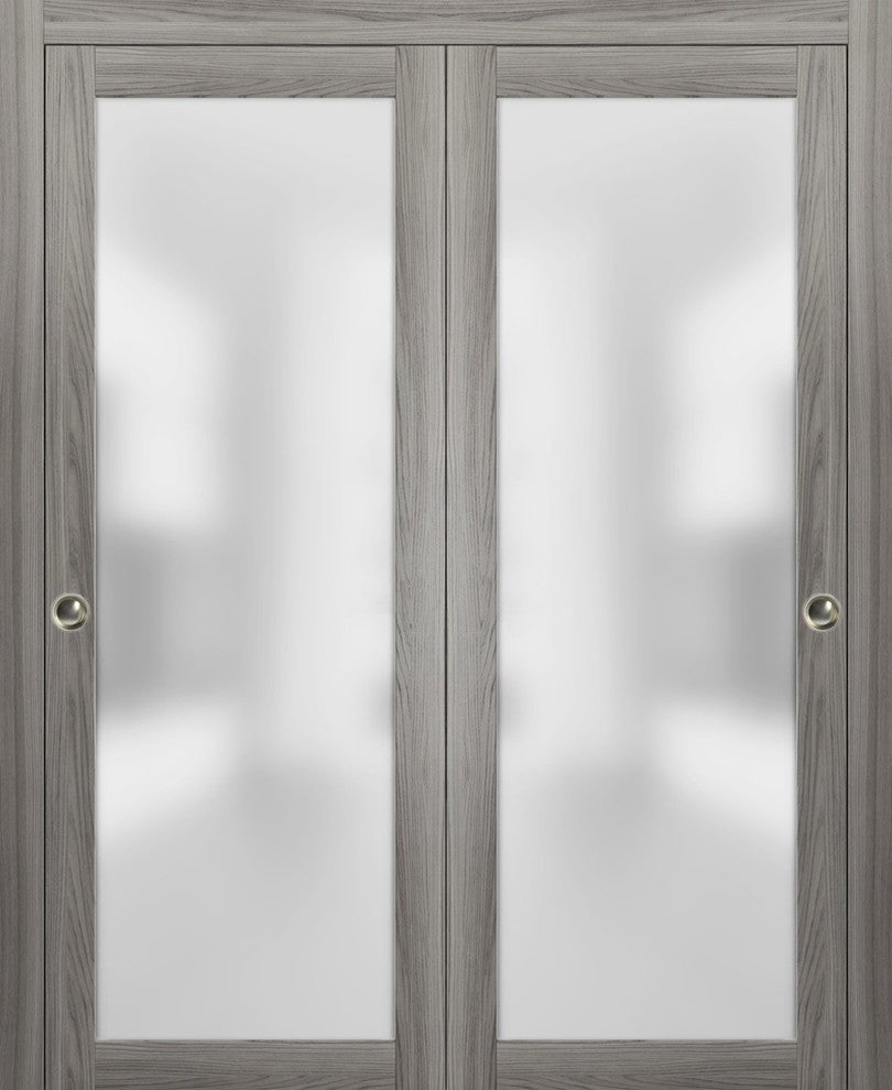 Planum 2102 Closet Bypass Doors 84 x 84, Ginger Ash Tracks Hardware