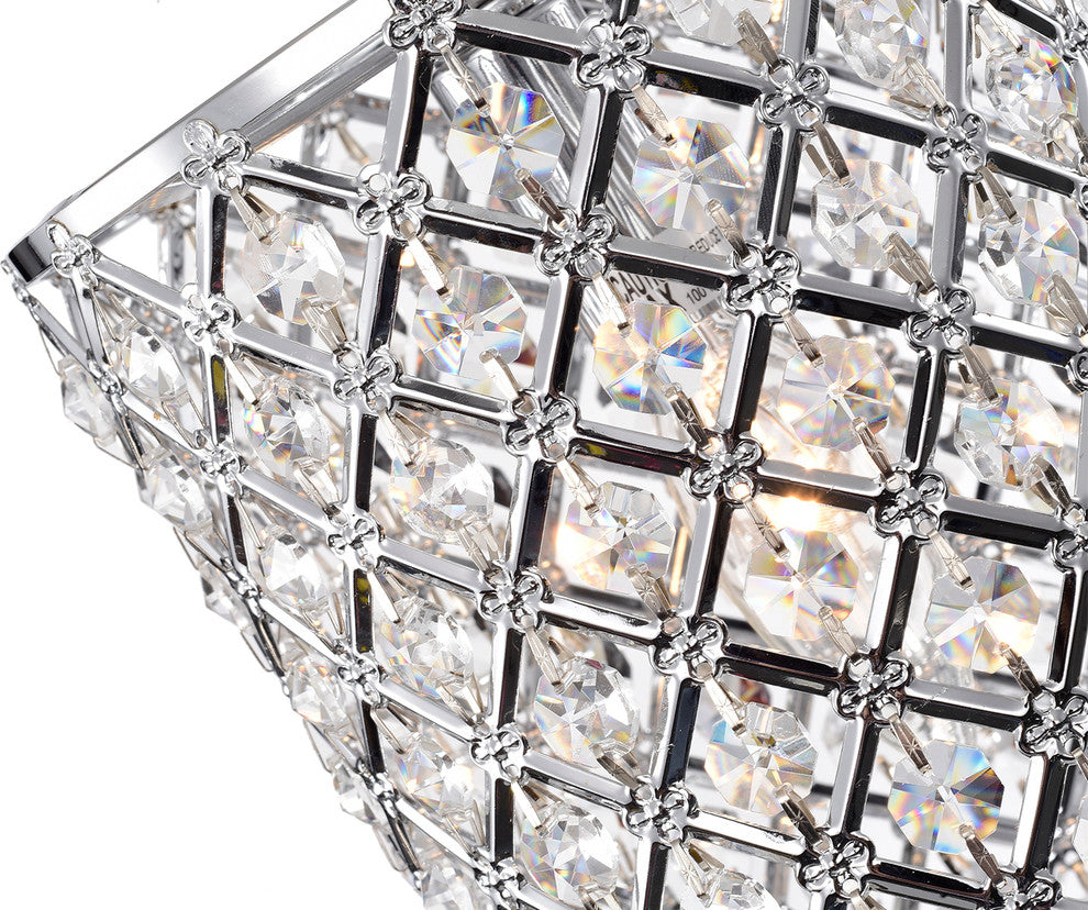 Marya 1-Light Chrome Round Beaded Drum Pendant With Crystals