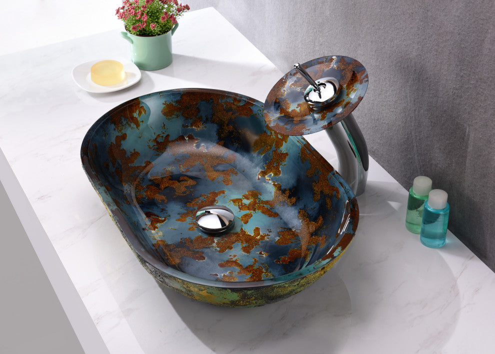 ANZZI Avao Series Tempered Glass Bathroom Vessel Sink
