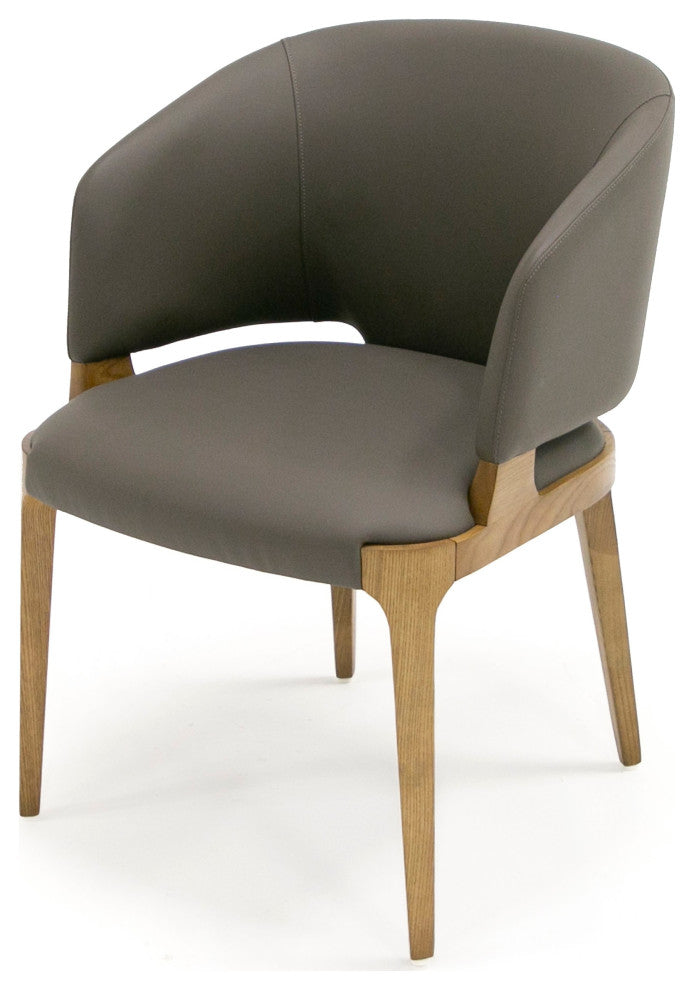 Modrest Baskin Brown and Walnut Arm Dining Chair