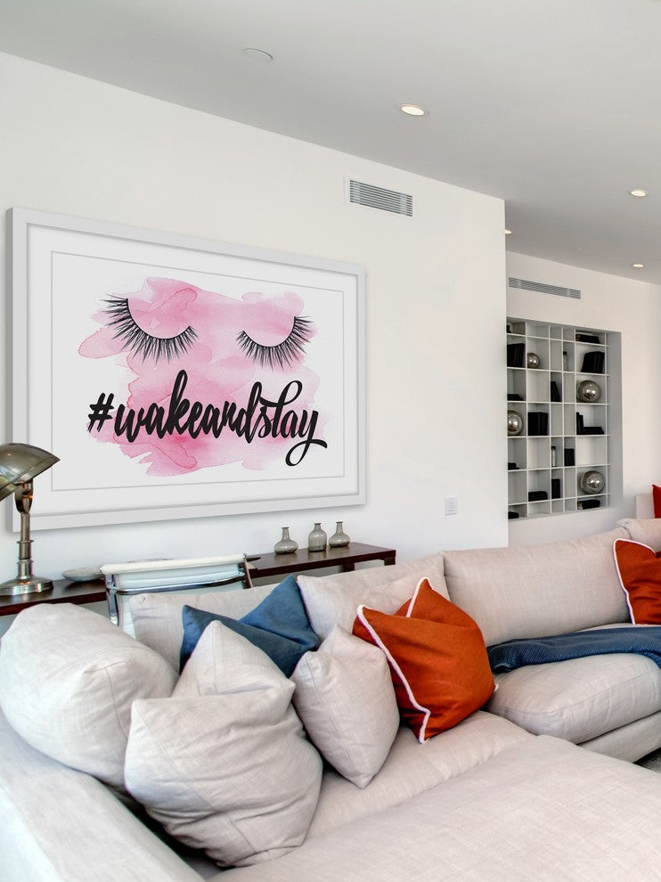 Marmont Hill, "Wake Up and Slay Pink" by Amanda Greenwood Framed Painting, 18x12