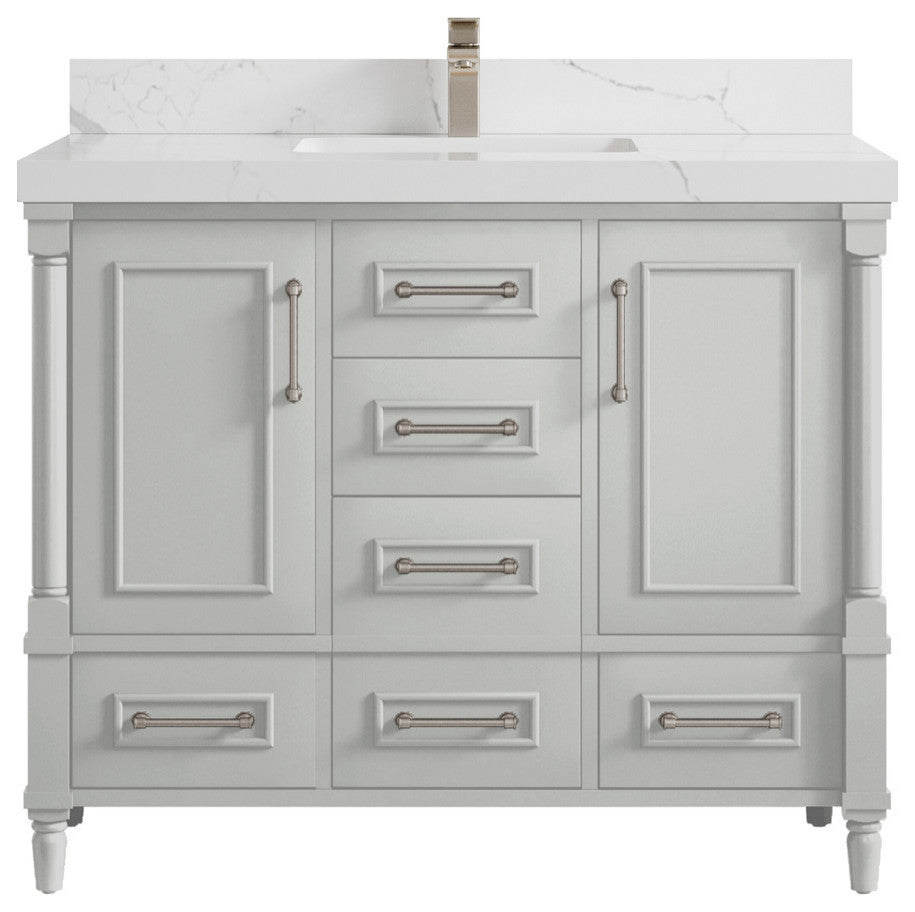 Aberdeen 48 Single Sink Bath Vanity in Coventry Gray 2" Calacatta Laza