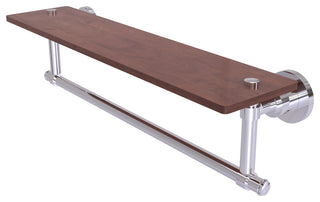 Washington Square 22" Solid Wood Shelf and Towel Bar, Polished Chrome