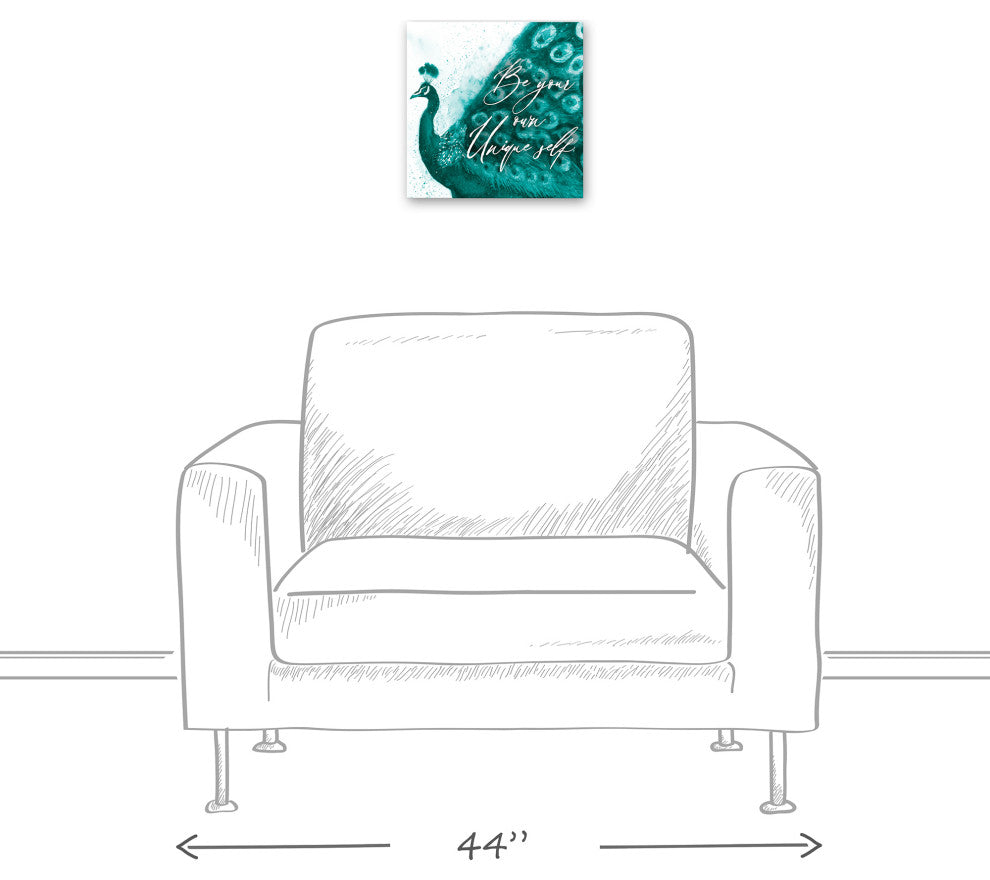 Peacock Watercolor Unique Self 12x12 Canvas Wall Art