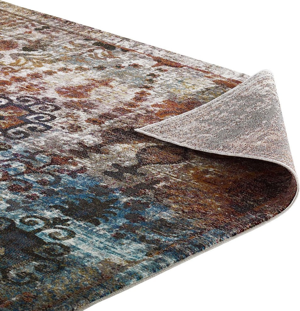 Transitional Distressed Vintage Floral Moroccan Trellis 4x6 Area Rug