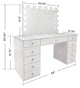 SlayStation Naomi Vanity Table with Mirror, Drawer, White