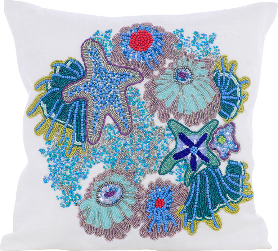 Blue Decorative Pillow Covers 14"x14" Cotton, Under The Ocean