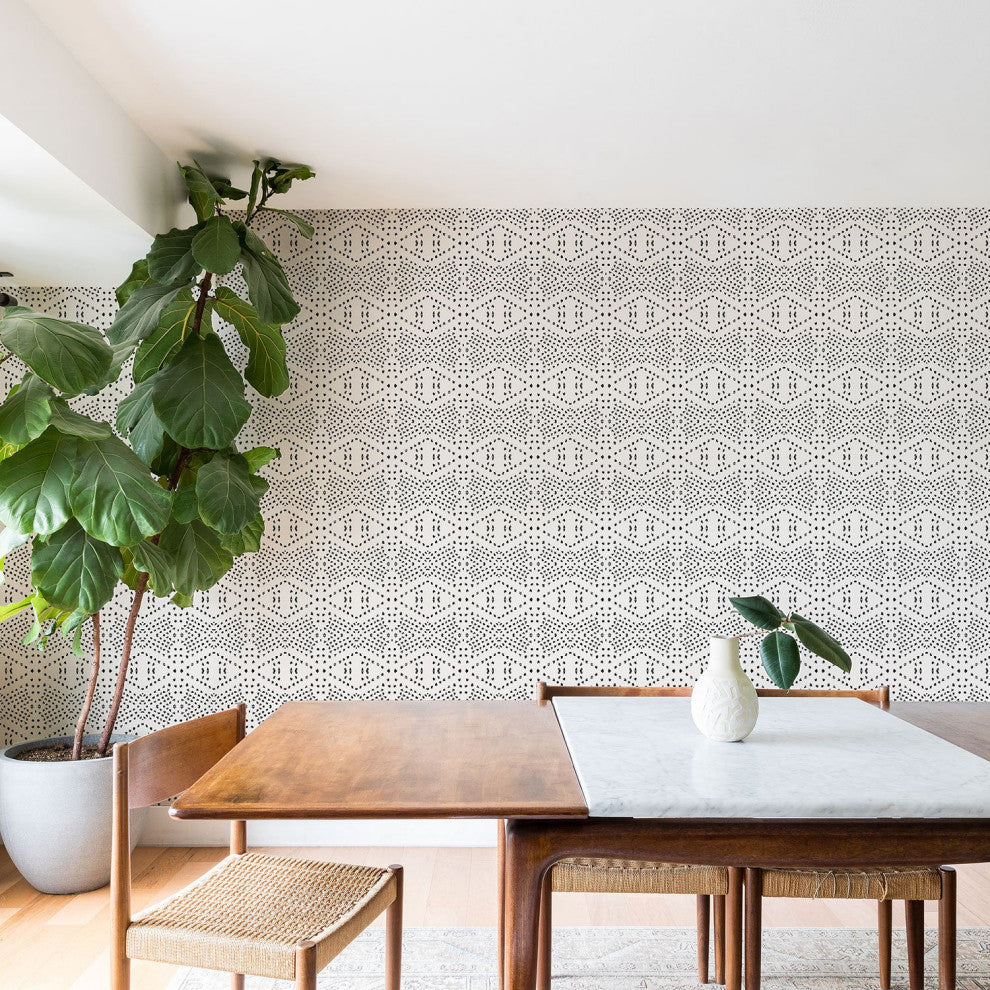 Deny Designs Holli Zollinger Boho Tile Wallpaper, Black, 2'x10'