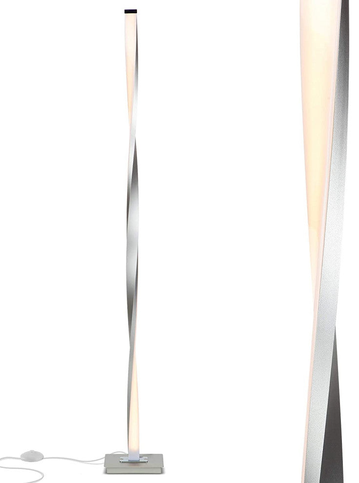 Brightech Helix - Modern LED Floor Lamp for Living Room Bright Lighting, Silver