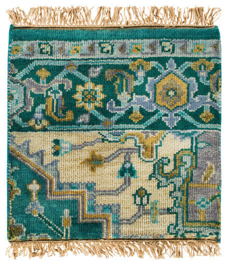 Surya Zeus ZEU-7822 2'6"x10' Rug, Emerald/Olive/Khaki/Teal/Blue/Purple/Ivory