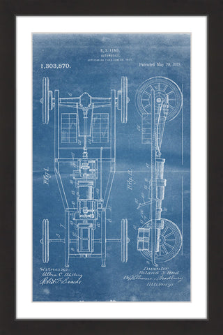 "Automobile 1919 Blueprint" Framed Painting Print