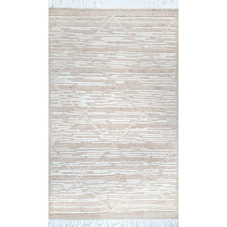 Bing Shag Area Rug, Beige 2'x8'