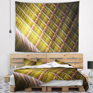 Brown Metal Protective Grids Abstract Wall Tapestry, 80"x68"