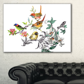"Tropical Flowers and Birds" Wall Art, 40"x30"