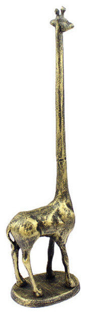 Rustic Gold Cast Iron Giraffe Paper Towel Holder 19"