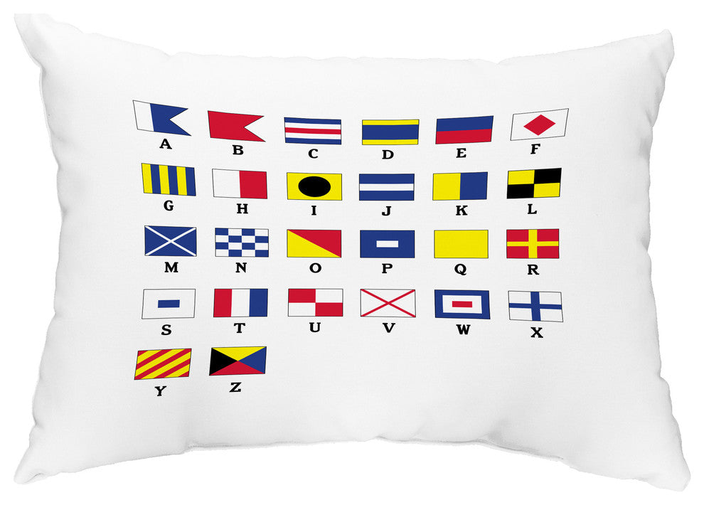 Multi Smaller Letters 14"x20" Nautical Decorative Outdoor Pillow, Red