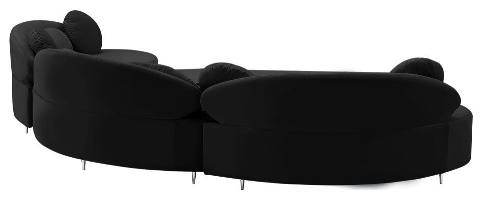 Vivacious Velvet Upholstered 3-Piece Sectional, Black