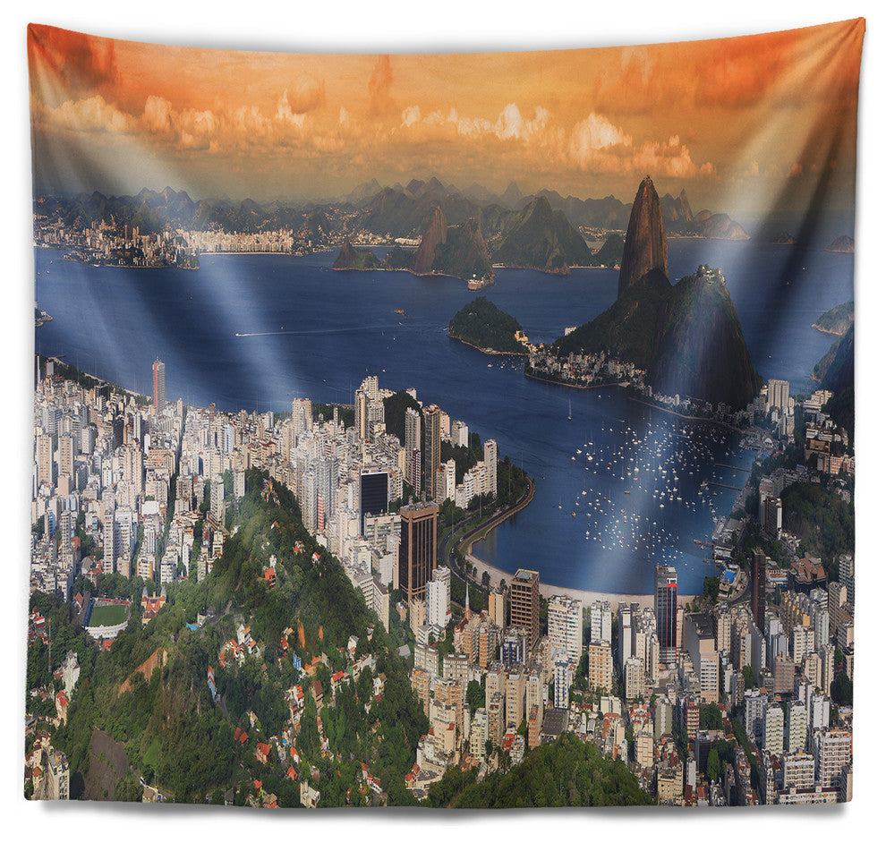 Rio Landscape Panorama Landscape Wall Tapestry, 39"x32"