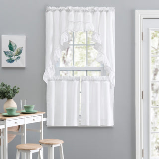 Ellis Curtain Stacey Tailored Tier Pair Curtains, White, 56"x36"