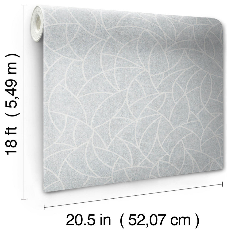 Frosty Blue Modern Crescent Moon Peel & Stick Wallpaper