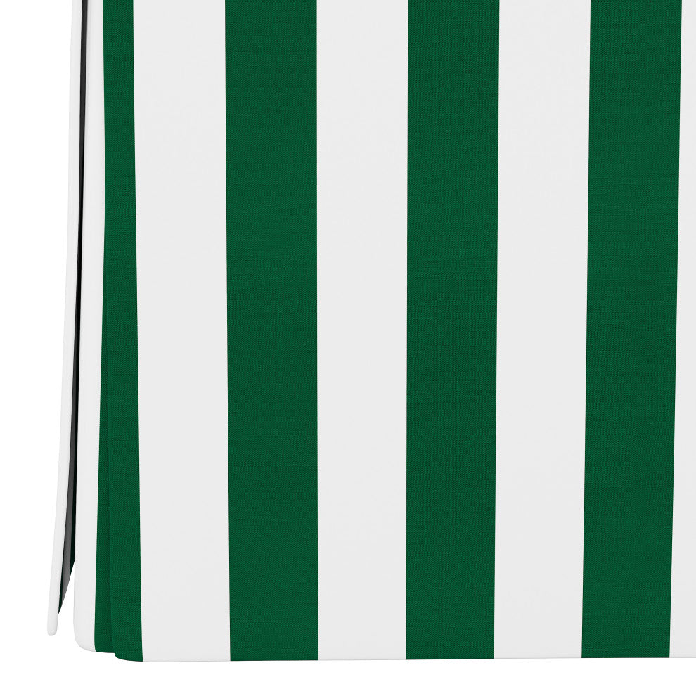 Ivy Skirted Storage Ottoman, Canopy Stripe Emerald