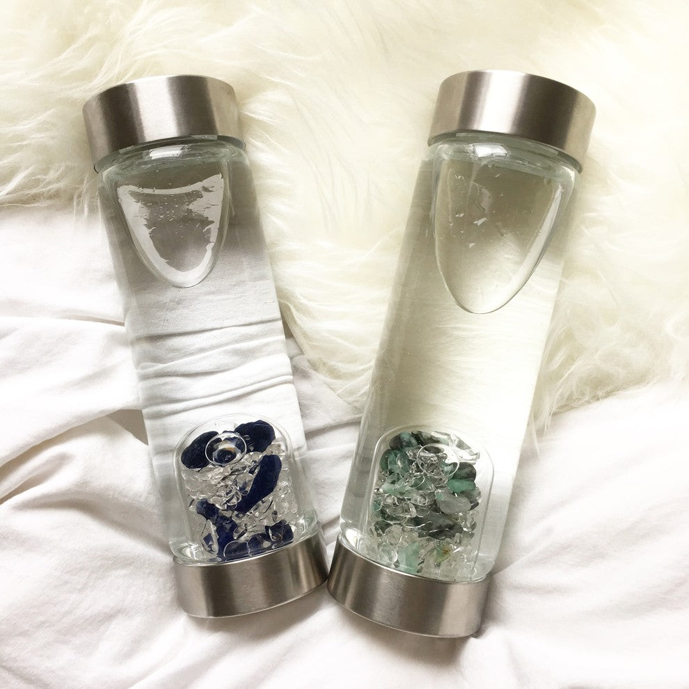 Water Bottle, VitaJuwel ViA Gemwater Bottle, White Loop Caps, Forever Young