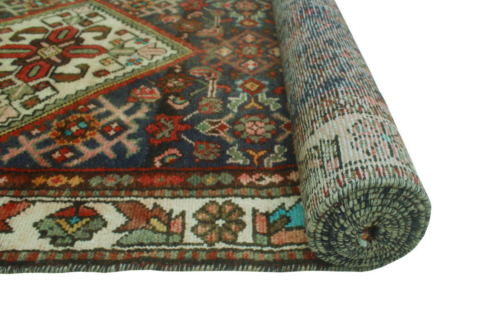 Fine Vintage Distressed Riya Navy/Ivory Runner, 2'11x13'7