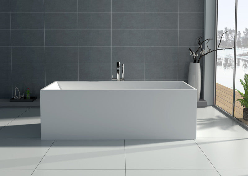 Dyconn Faucet Brava Solid Surface Freestanding Bathtub 67" With Overflow