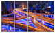 Colorful City Overpass at Night, Cityscape Canvas Art Print, 48"x28", 4 Panels