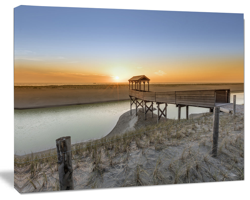 Watchtower at North Sea Dunes, Landscape Canvas Art Print, 40"x30"