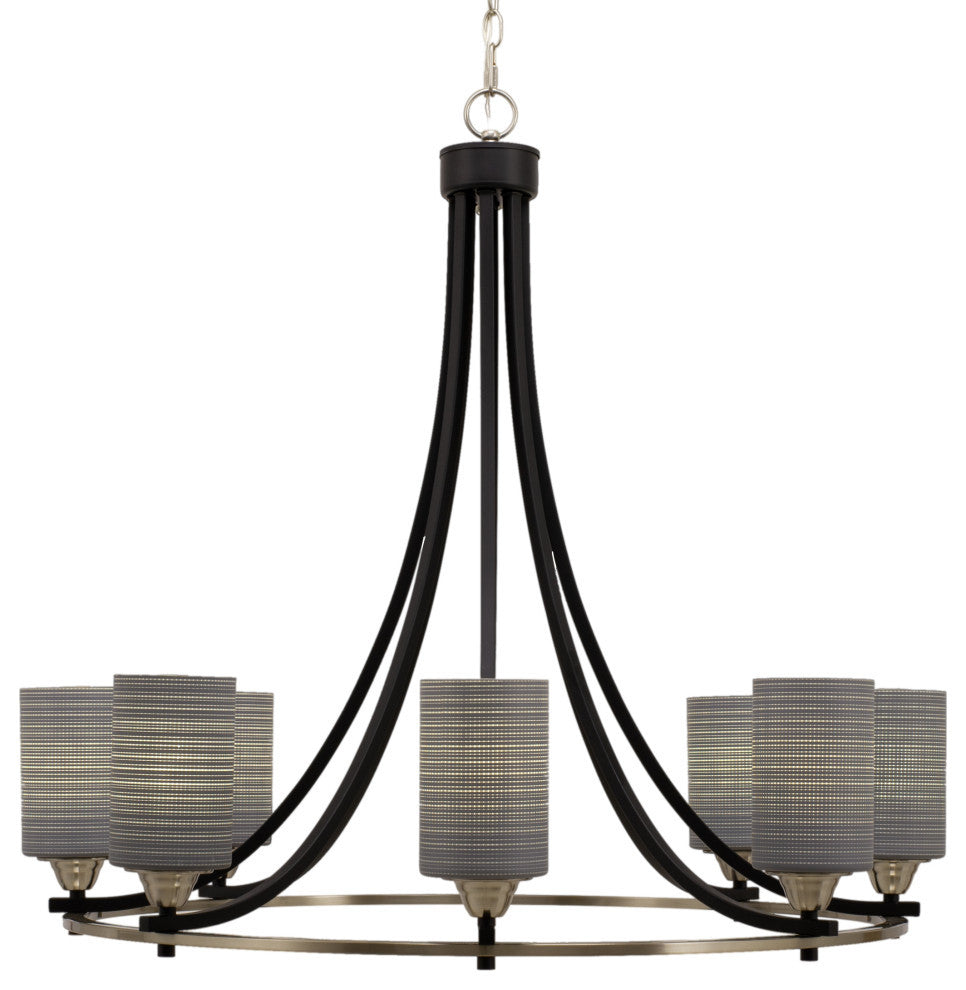 Paramount 8-Light Chandelier, Matte Black & Brushed Nickel, 4" Gray Matrix
