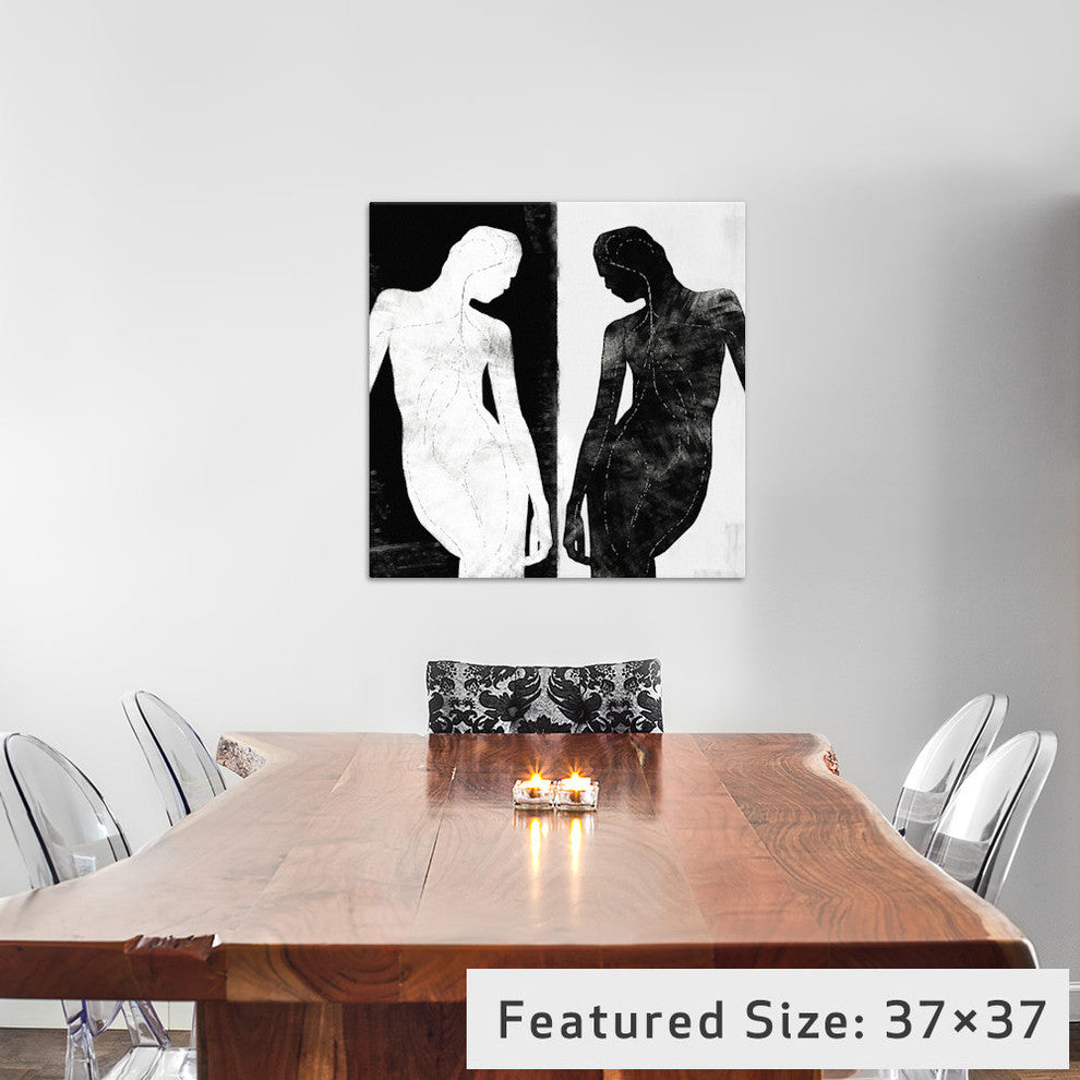 "Modern Art- Contrasting Silhouette Figure" by 5by5collective, 37x37x1.5"
