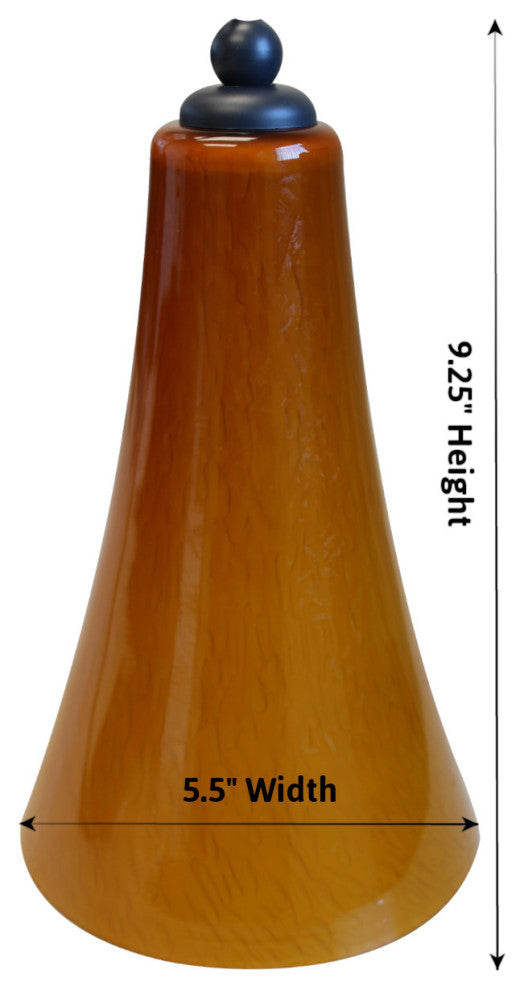 1-Light Mini Pendant with Amber Glass Flute Shades 6"wide, Old World Finish