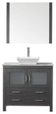 Virtu Dior 36" Single Bathroom Vanity, Zebra Gray , Faucet, Mirror