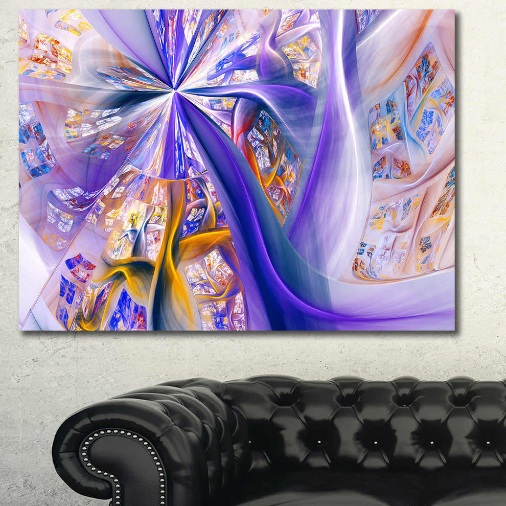 Purple Yellow Fractal Curves, Abstract Wall Art, 40x30