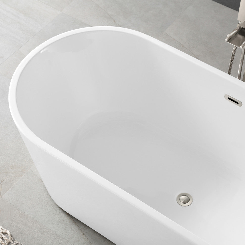 OVE Decors Lyra 67" Seamless White Acrylic Freestanding Oval Bathtub