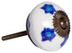 Knob-It Vintage Handpainted Ceramic Knobs, Set of 8, White/Blue/Turquoise
