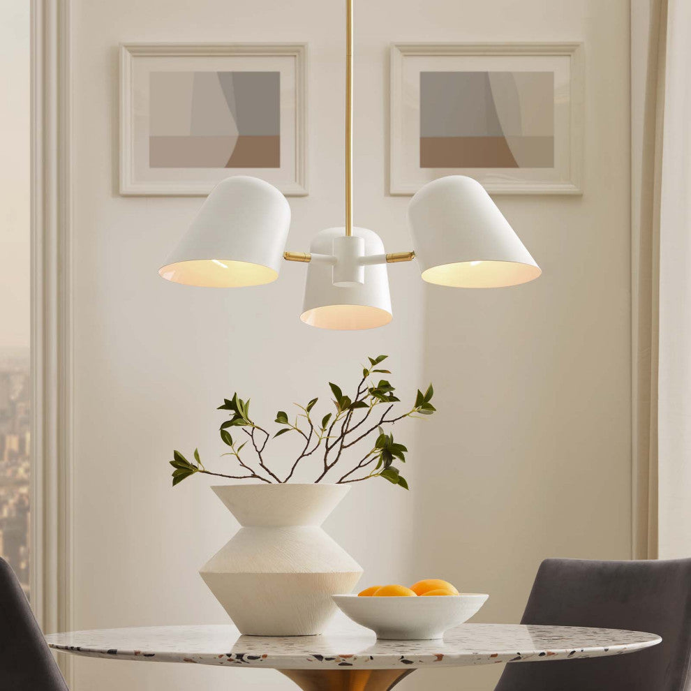 Pendant Ceiling Light Fixture, White, Metal, Modern Cafe Bistro Hospitality